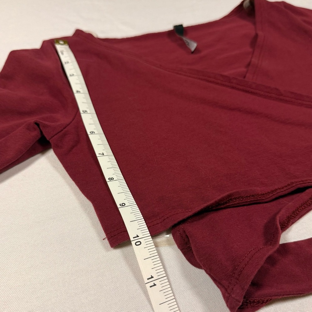 Love Culture Burgundy Wrap Crop Top - Picture 5 of 10